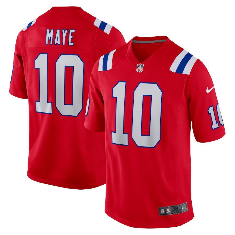 Men New England Patriots #10 Drake Maye Nike Red 2024 NFL Draft First Round Pick Player Game Jersey->new england patriots->NFL Jersey